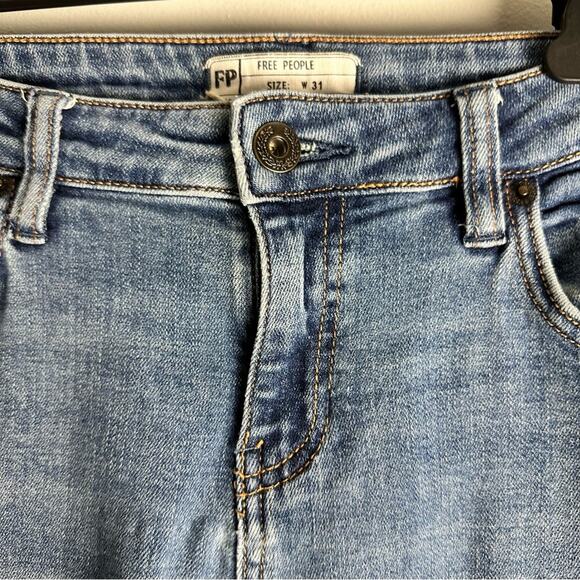 Free People Raw Hem Ankle Skinny Jeans Side Slits Released Hem Size 31 - Picture 3 of 9